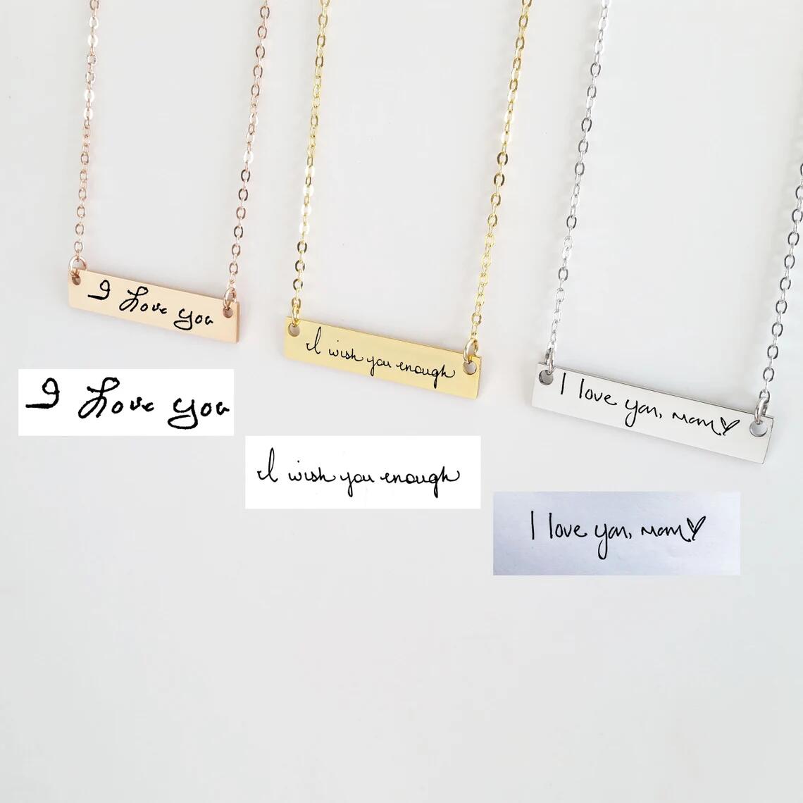 Actual Handwriting Bar Necklac - Handwriting Necklace Bar recensie en prijs