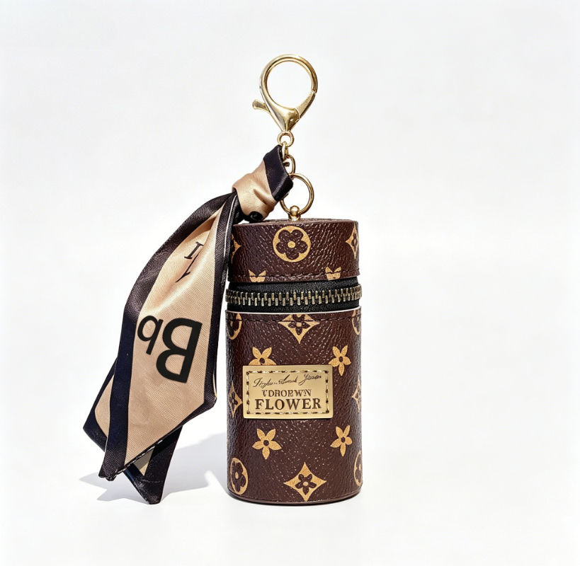 Vintage bruine bloemenmonogram - Monogram Keychain Leather recensie en prijs