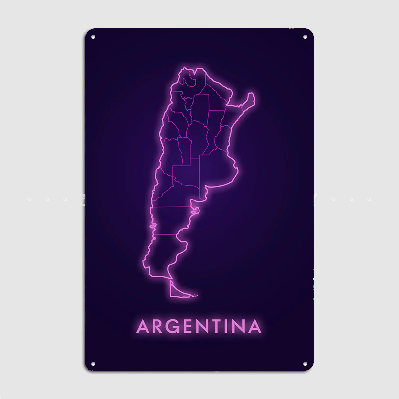 Argentinië Neon Kaart Metalen  - Custom Map Poster recensie en prijs